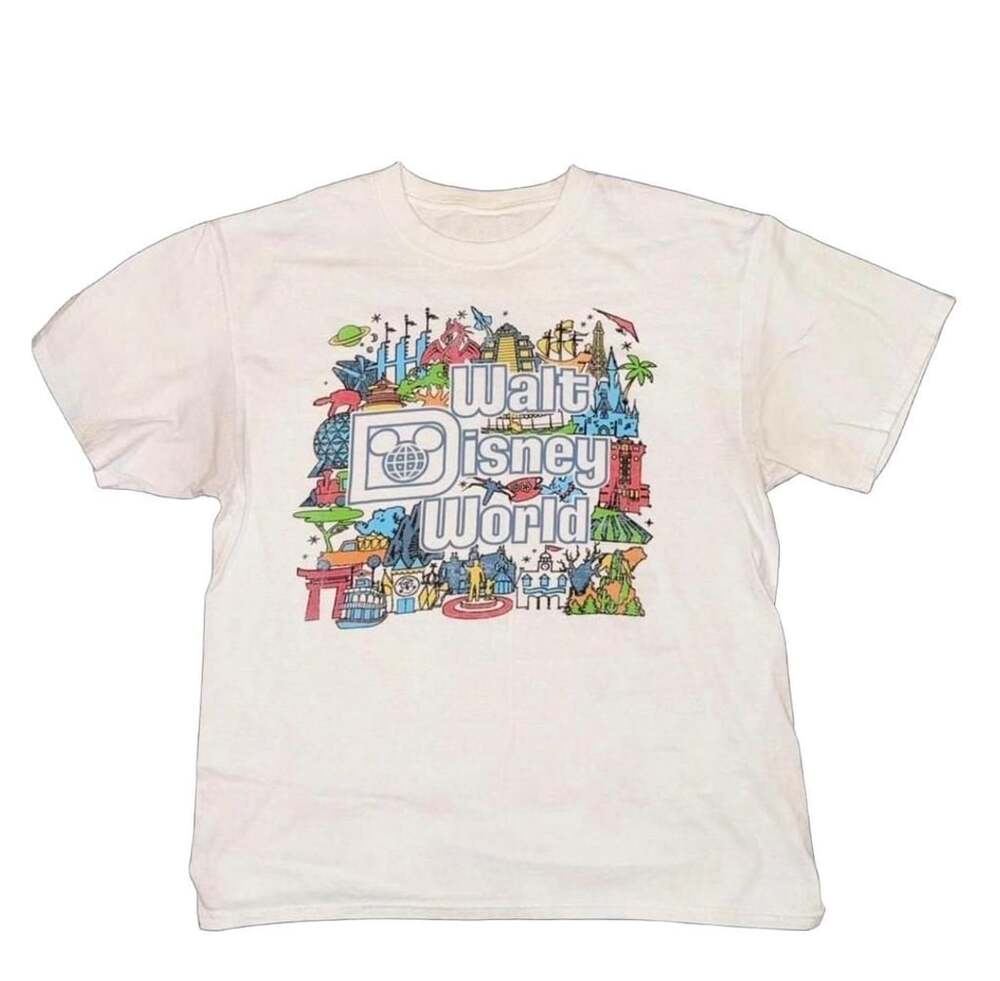 Disney Parks Walt Disney World Attractions Graphic T-Shirt medium y2k